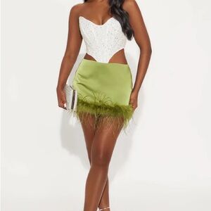 FASHION NOVA CHEERS TO ME SATIN MINI SKIRT IN GREEN